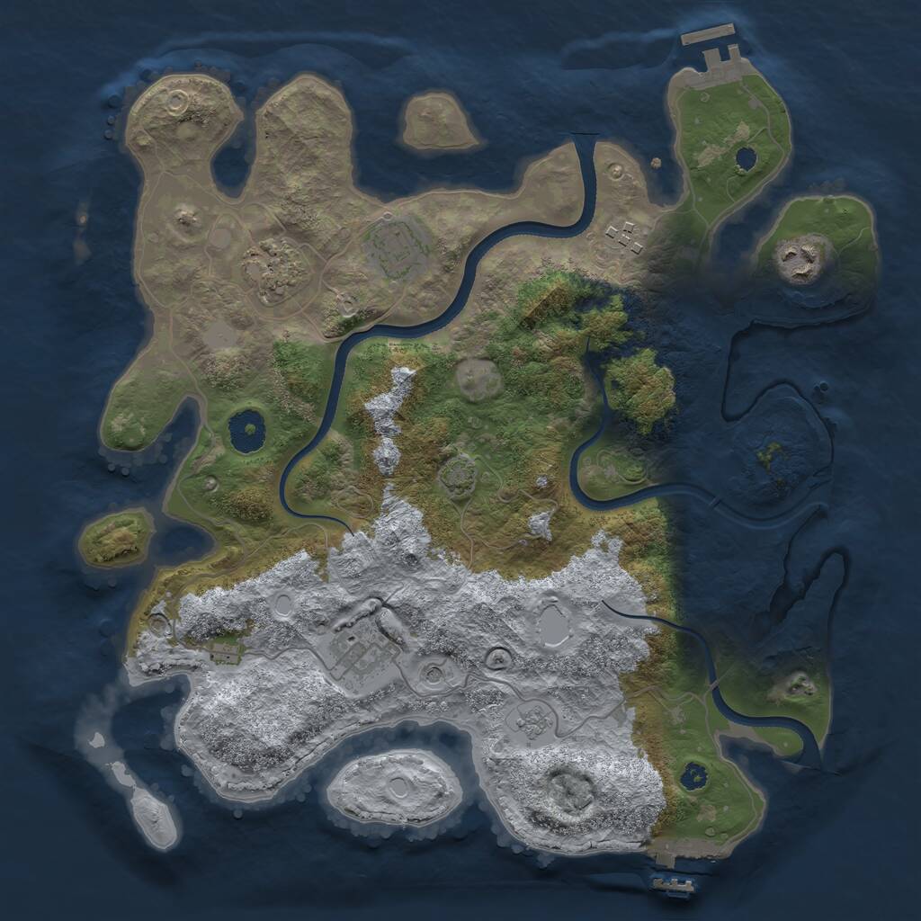 Rust Map: Procedural Map, Size: 3450, Seed: 47073535, 11 Monuments