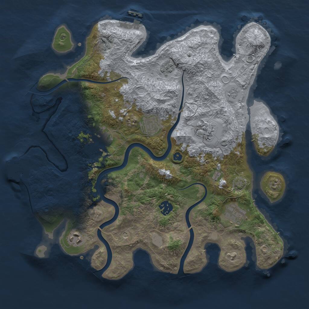 Rust Map: Procedural Map, Size: 3450, Seed: 83960984, 13 Monuments