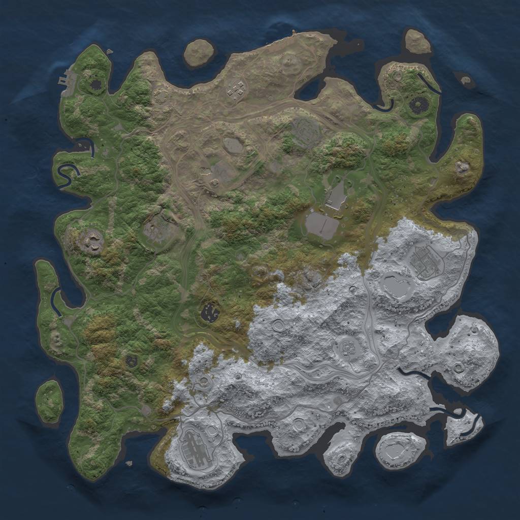 Rust Map: Procedural Map, Size: 4250, Seed: 97293372, 17 Monuments
