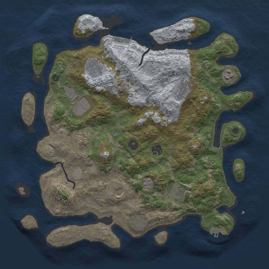 Rust Map: Procedural Map, Size: 3900, Seed: 82245043, 18 Monuments