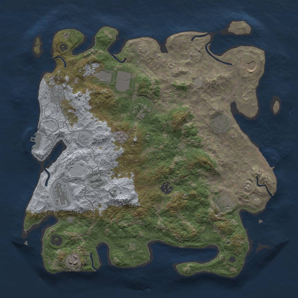 Rust Map: Procedural Map, Size: 3900, Seed: 86661385, 18 Monuments