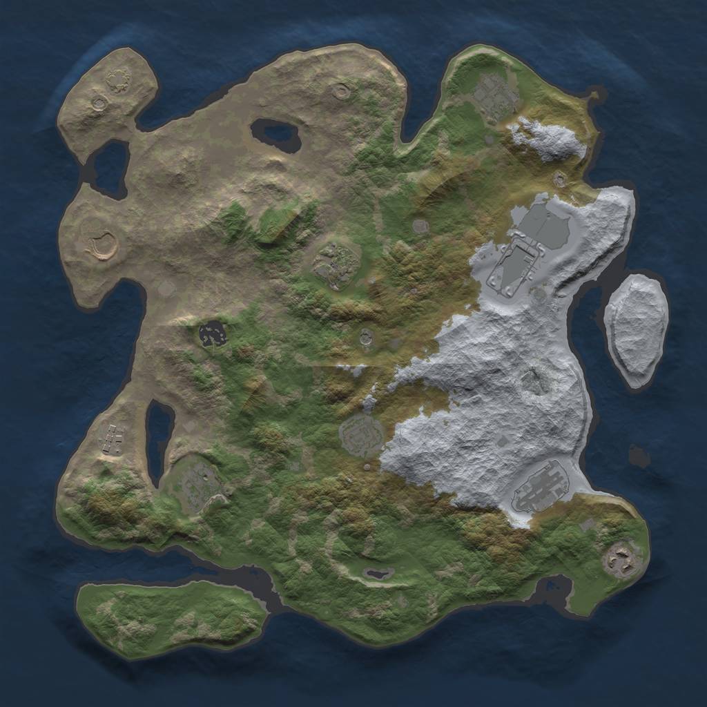 Rust Map: Barren, Size: 3850, Seed: 33246360, 14 Monuments