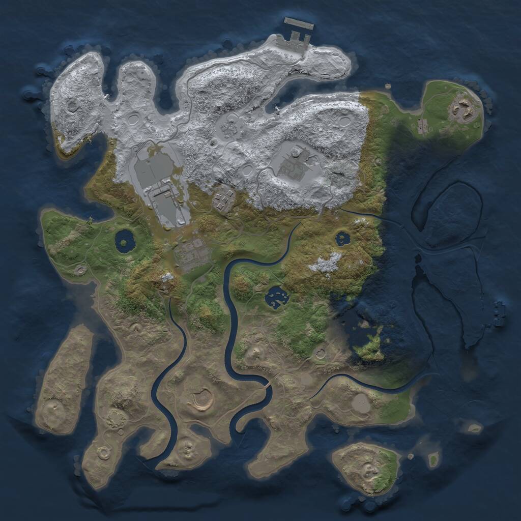 Rust Map: Procedural Map, Size: 3550, Seed: 19686514, 14 Monuments