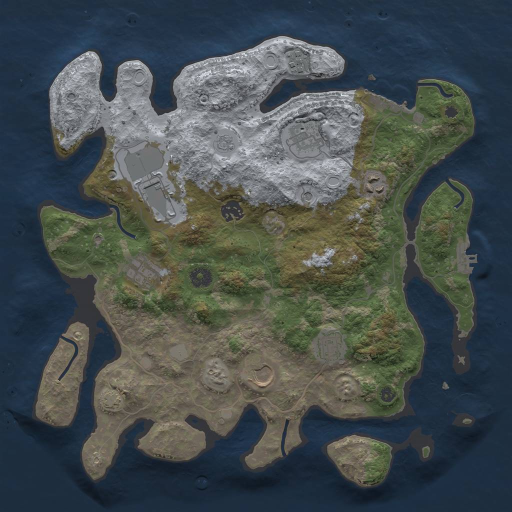 Rust Map: Procedural Map, Size: 3550, Seed: 19686514, 16 Monuments
