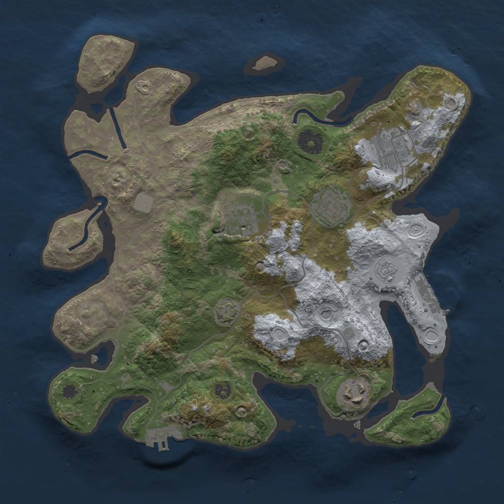 Rust Map: Procedural Map, Size: 3000, Seed: 21397, 12 Monuments