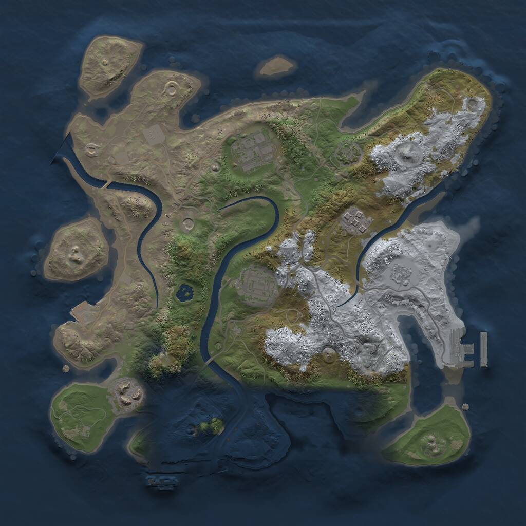 Rust Map: Procedural Map, Size: 3000, Seed: 21397, 10 Monuments