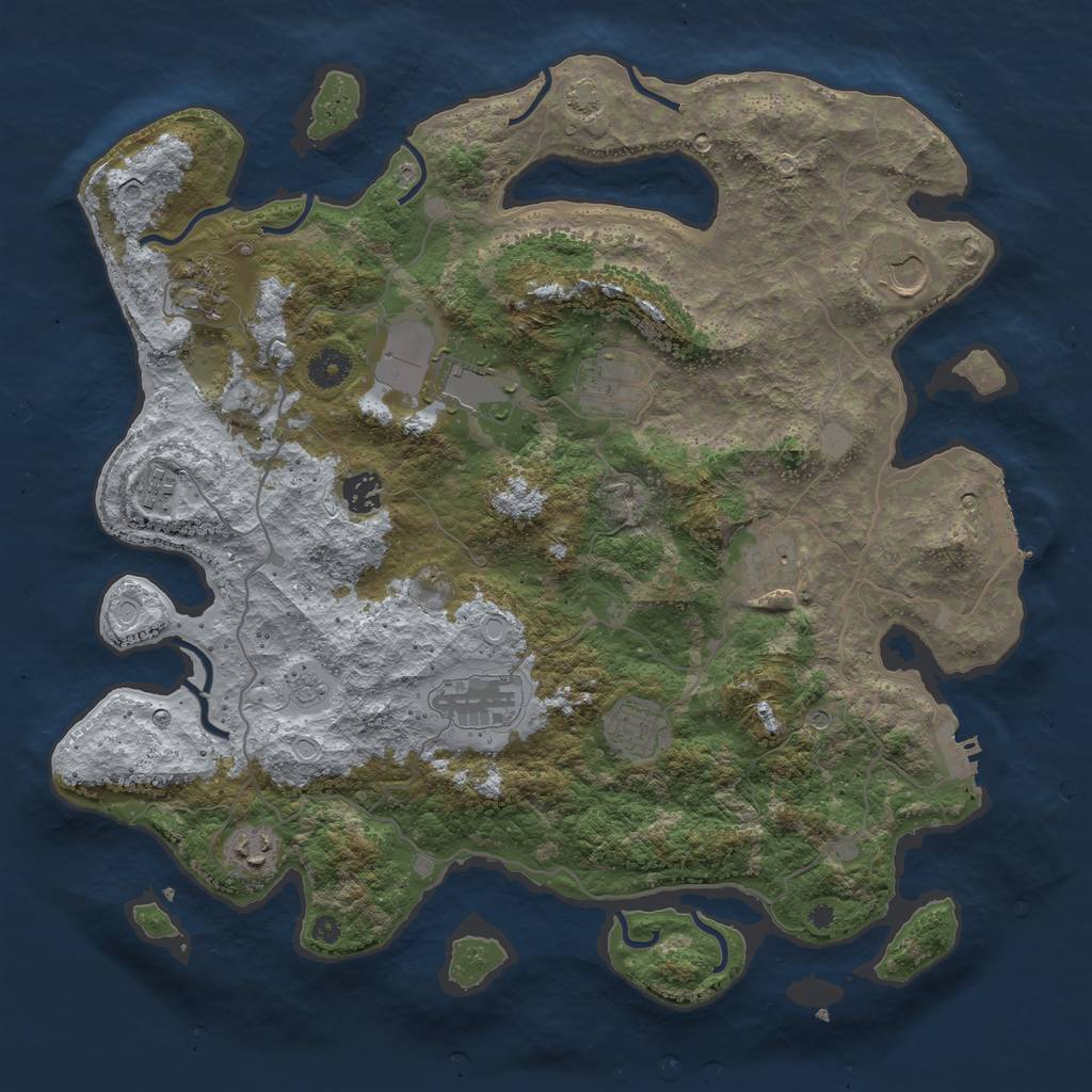 Rust Map: Procedural Map, Size: 4000, Seed: 68396455, 18 Monuments
