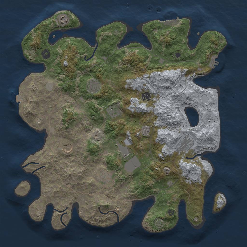 Rust Map: Procedural Map, Size: 4000, Seed: 72242384, 17 Monuments