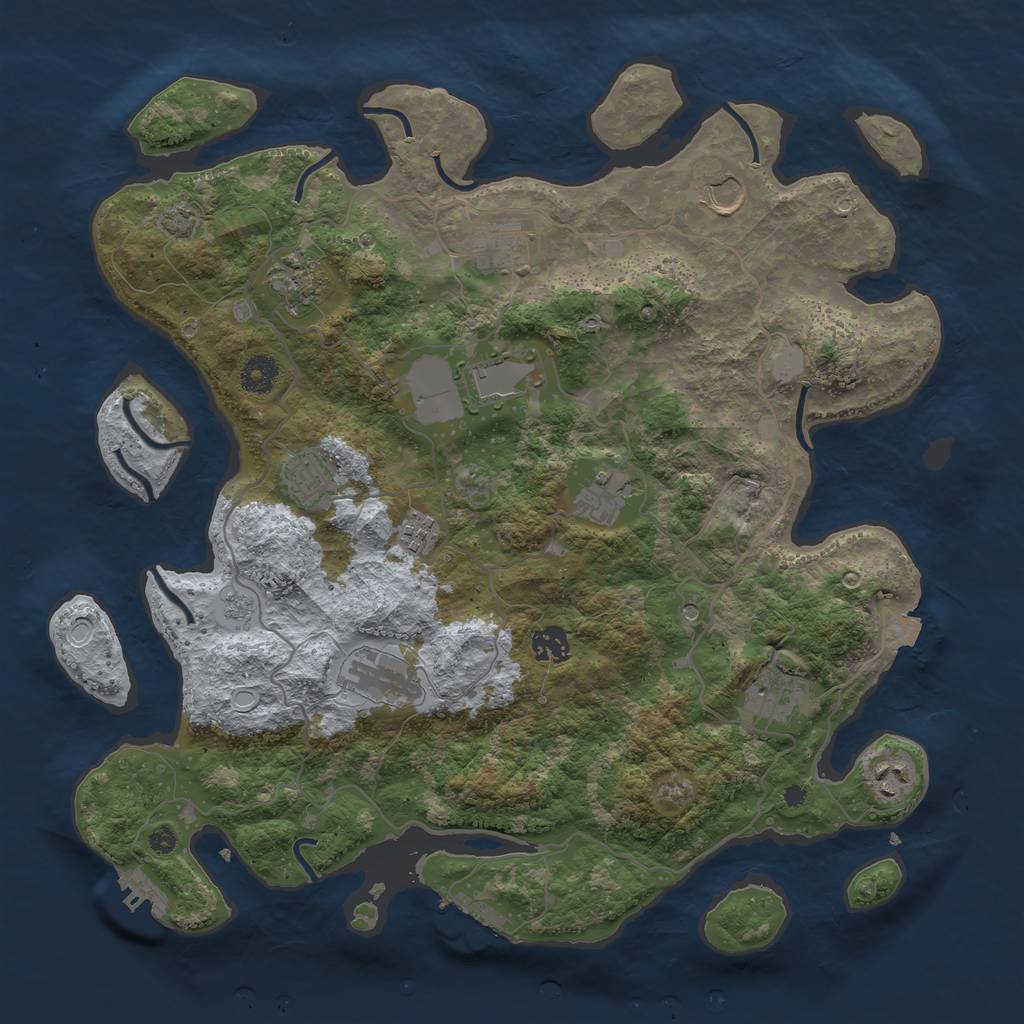 Rust Map: Procedural Map, Size: 4000, Seed: 5099325, 19 Monuments