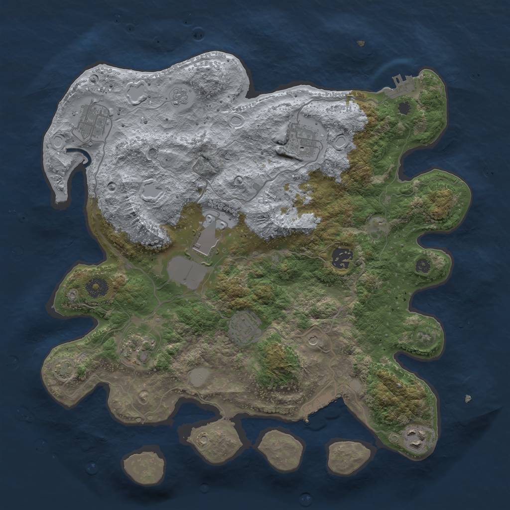 Rust Map: Procedural Map, Size: 3550, Seed: 15115537, 15 Monuments