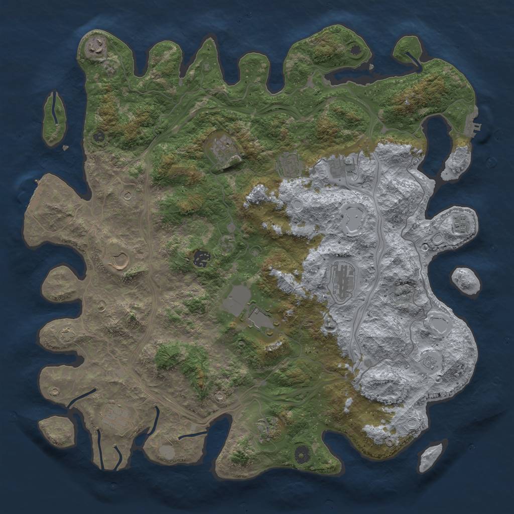 Rust Map: Procedural Map, Size: 4500, Seed: 746694764, 19 Monuments