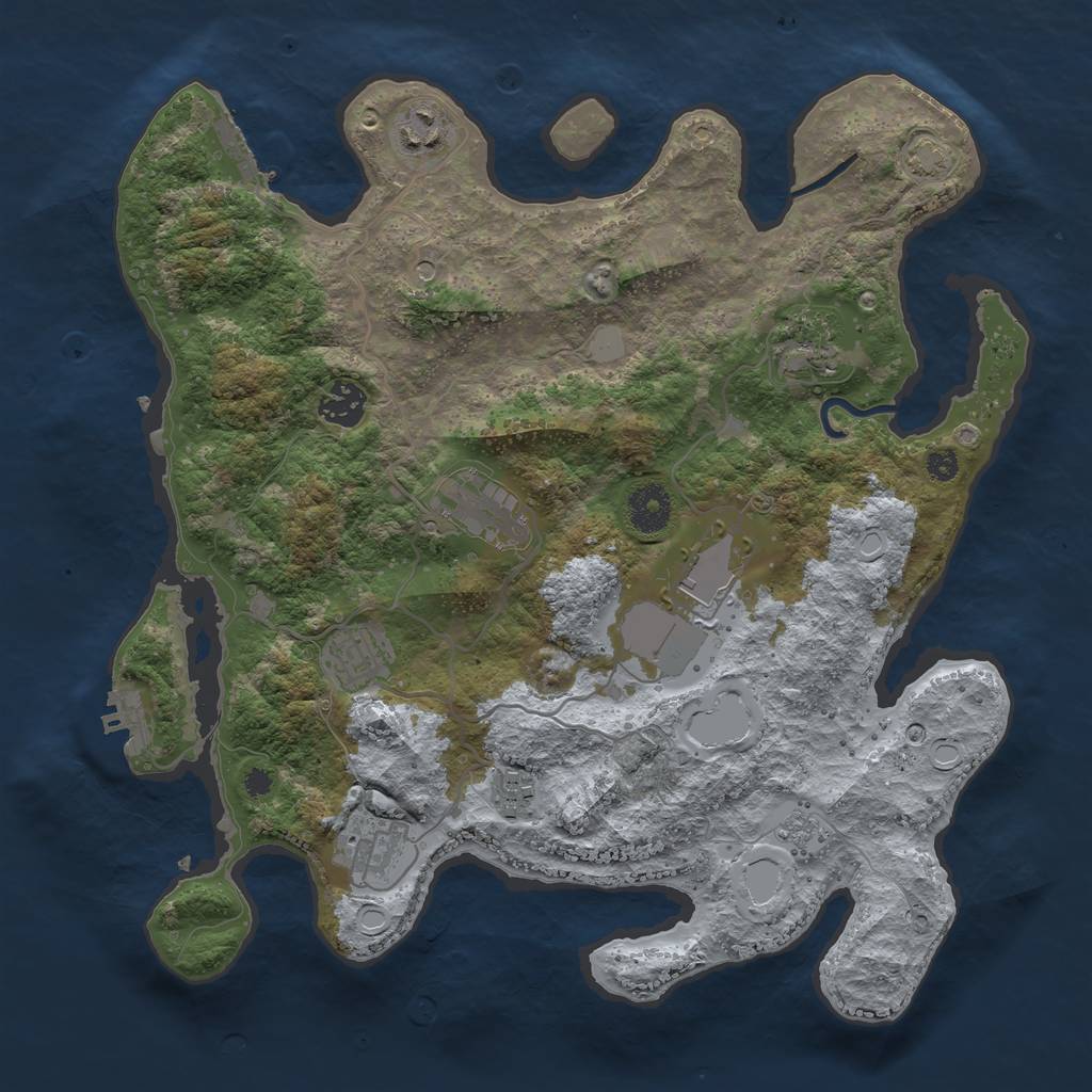 Rust Map: Procedural Map, Size: 3550, Seed: 41582237, 16 Monuments