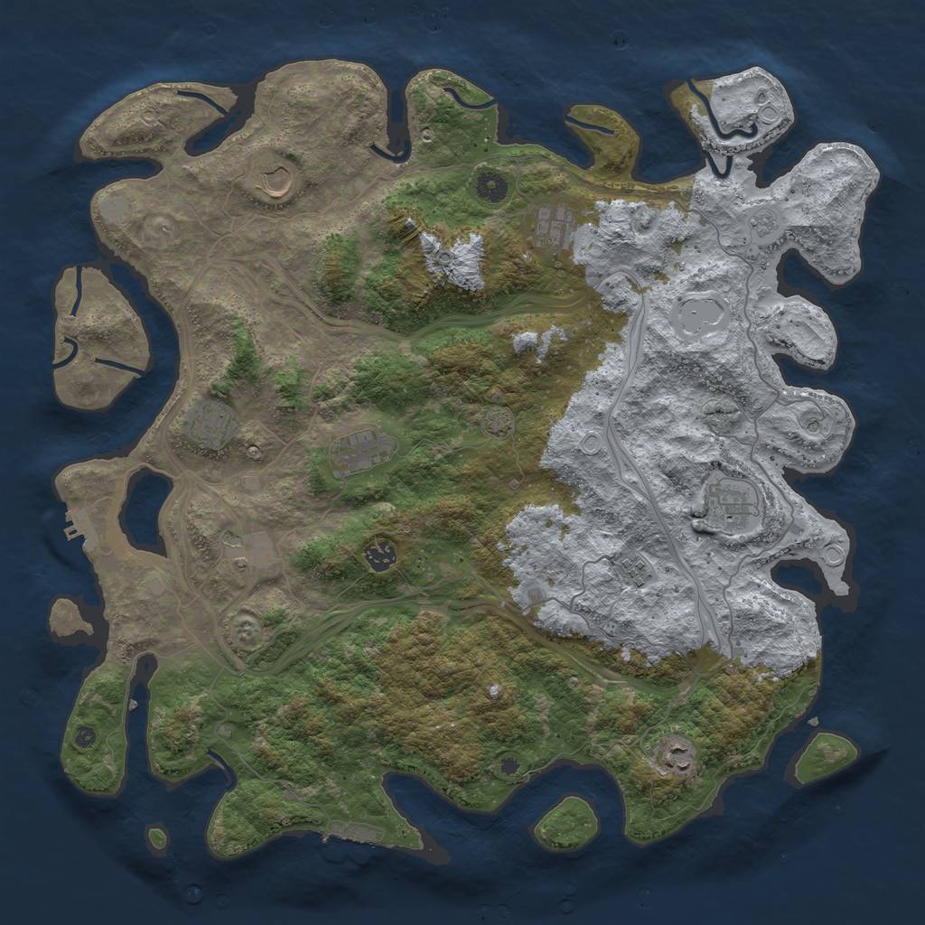 Rust Map: Procedural Map, Size: 4500, Seed: 459724227, 17 Monuments
