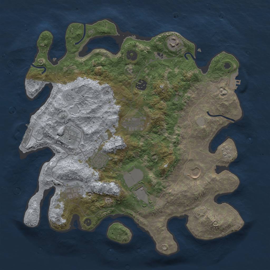 Rust Map: Procedural Map, Size: 3650, Seed: 6812240, 17 Monuments