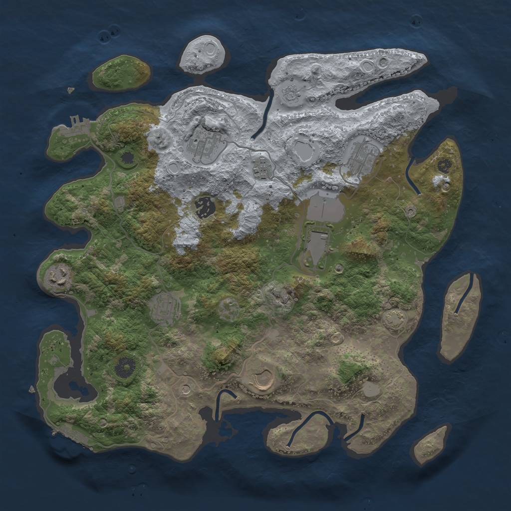 Rust Map: Procedural Map, Size: 3650, Seed: 6363856, 16 Monuments