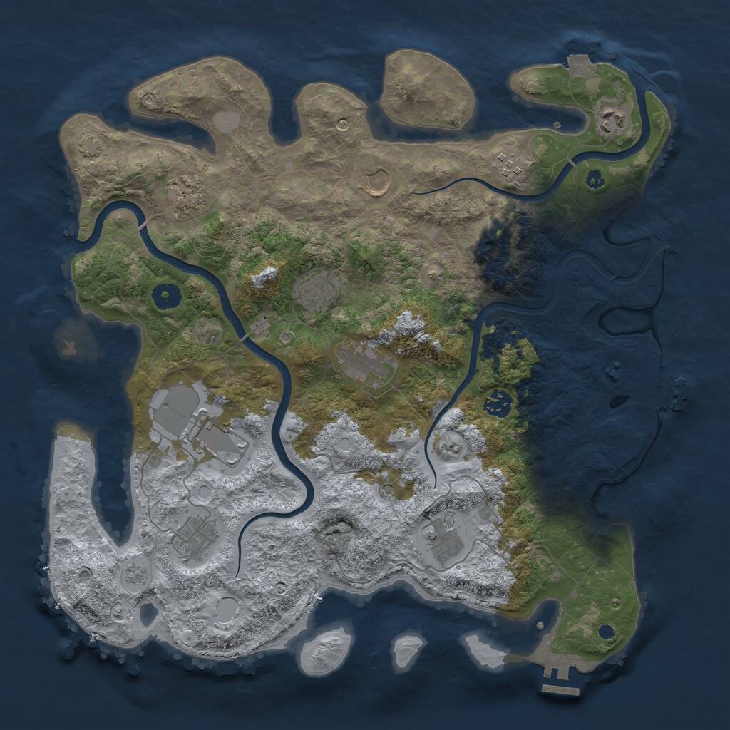 Rust Map: Procedural Map, Size: 3950, Seed: 8090971, 16 Monuments