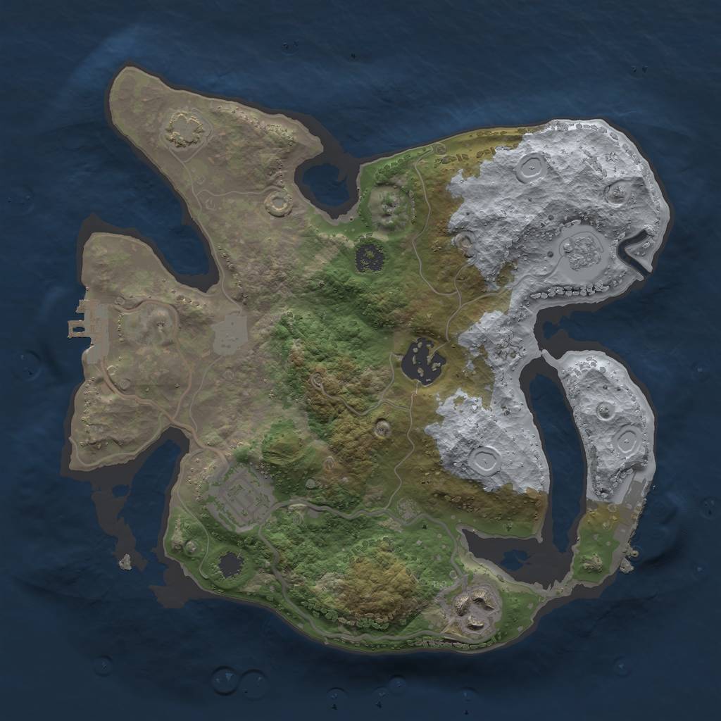 Rust Map: Procedural Map, Size: 2500, Seed: 4825, 10 Monuments