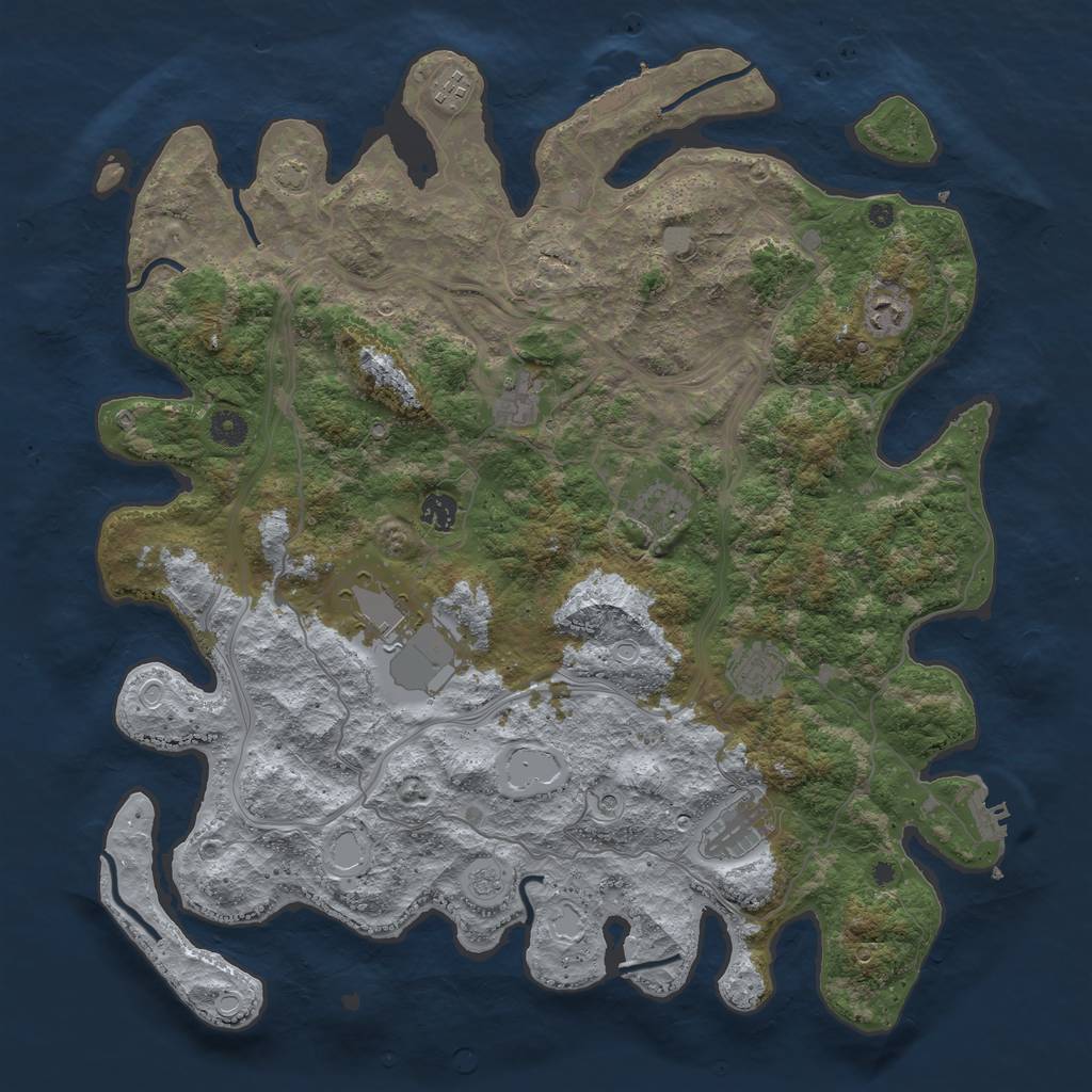 Rust Map: Procedural Map, Size: 4400, Seed: 20309362, 16 Monuments