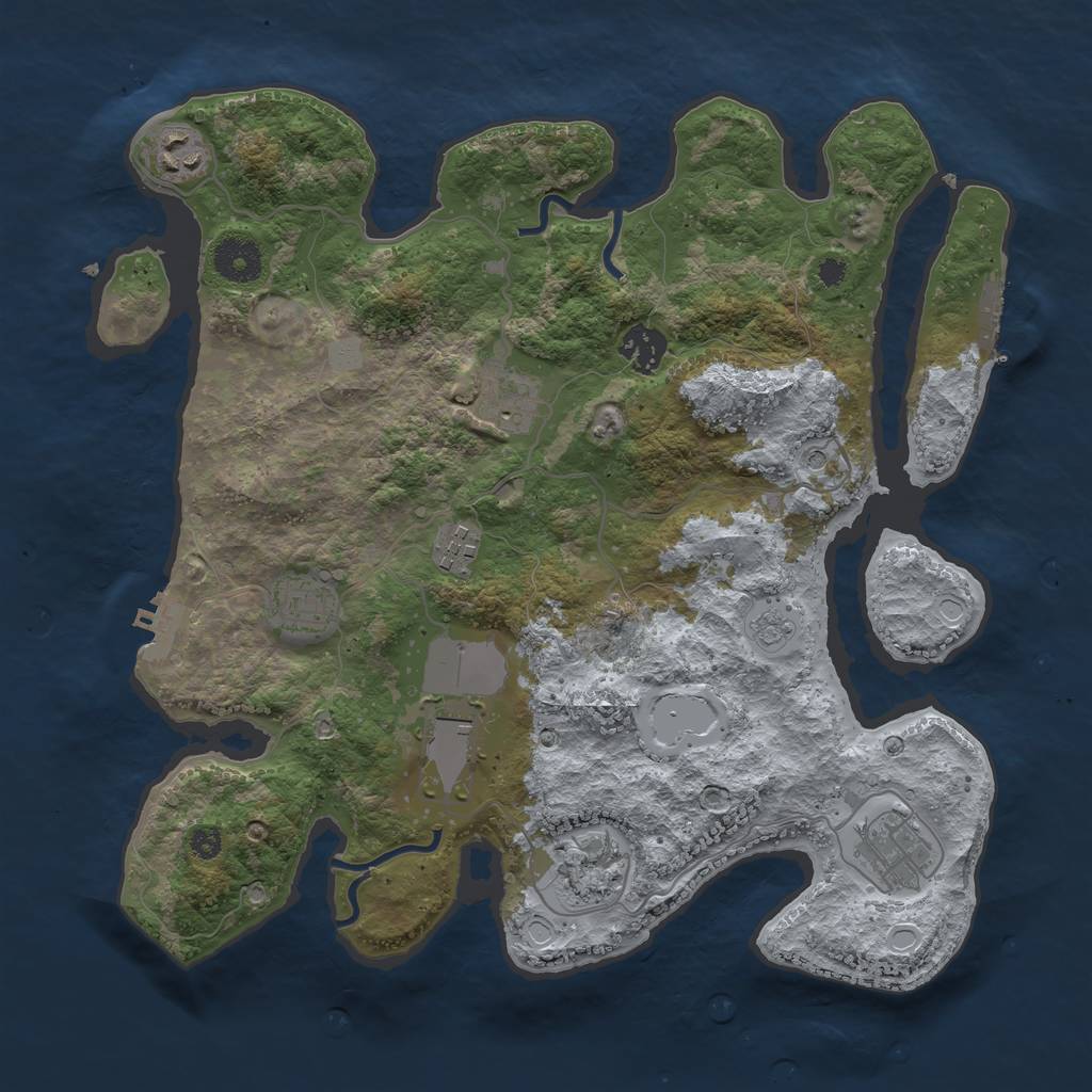 Rust Map: Procedural Map, Size: 3500, Seed: 58970522, 15 Monuments