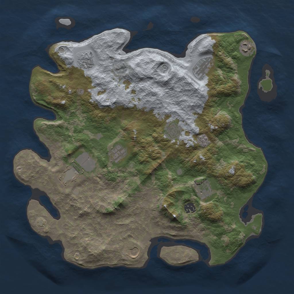 Rust Map: Barren, Size: 3950, Seed: 14205556, 14 Monuments