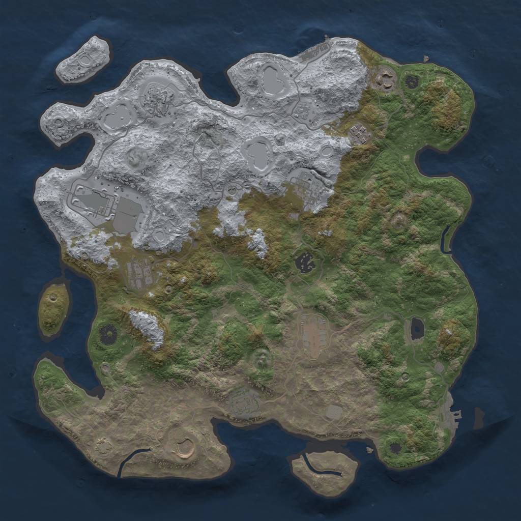 Rust Map: Procedural Map, Size: 3950, Seed: 70440142, 18 Monuments