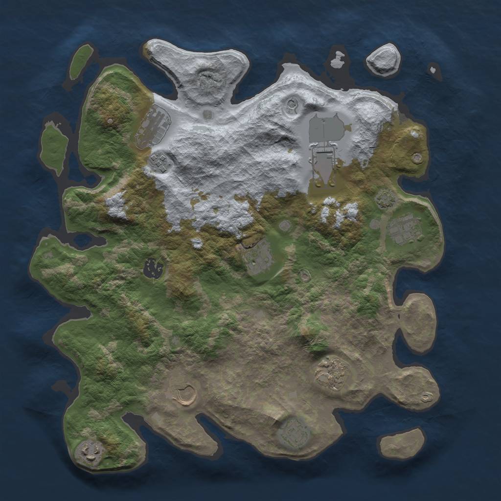 Rust Map: Barren, Size: 3700, Seed: 233618055, 14 Monuments
