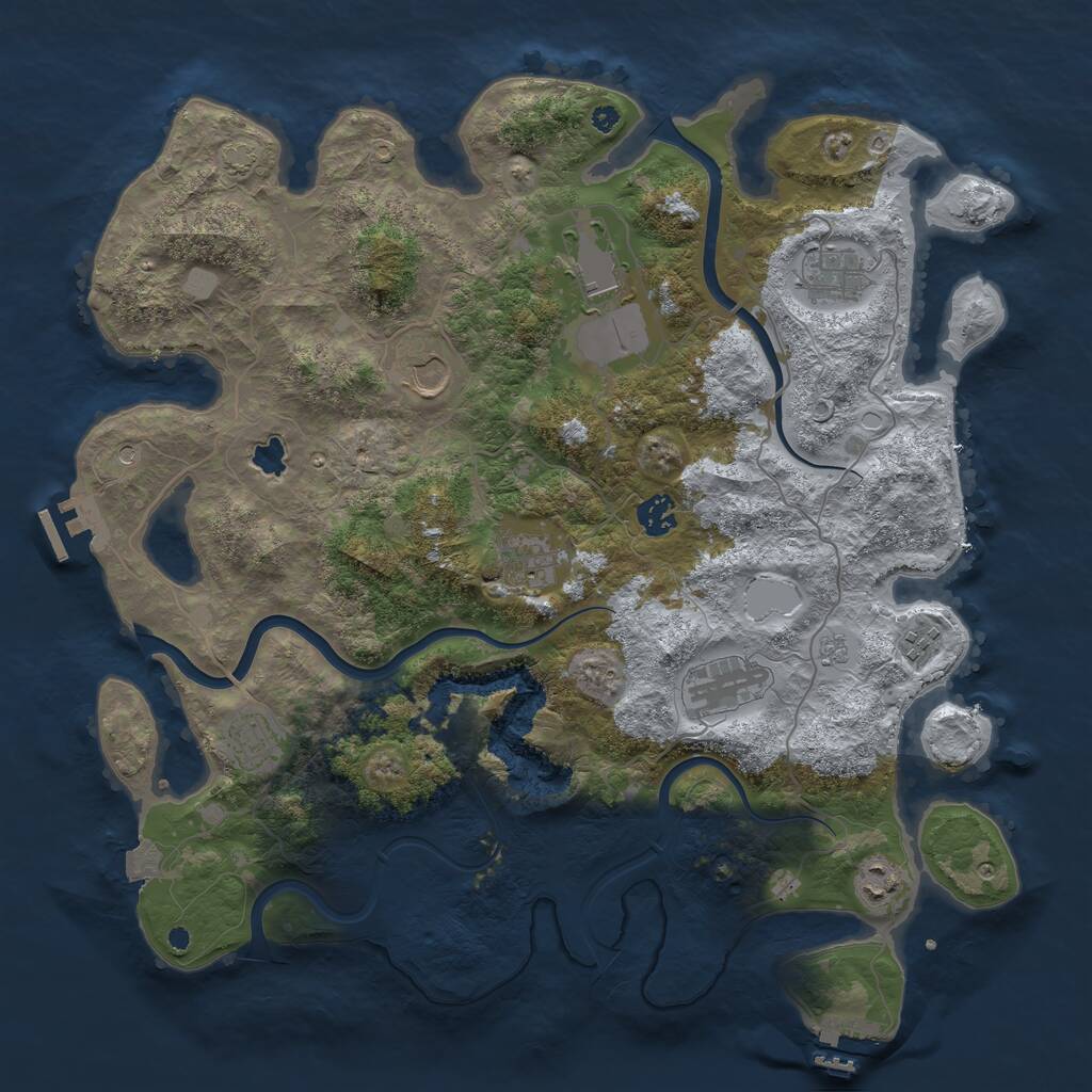 Rust Map: Procedural Map, Size: 4050, Seed: 1157963308, 15 Monuments