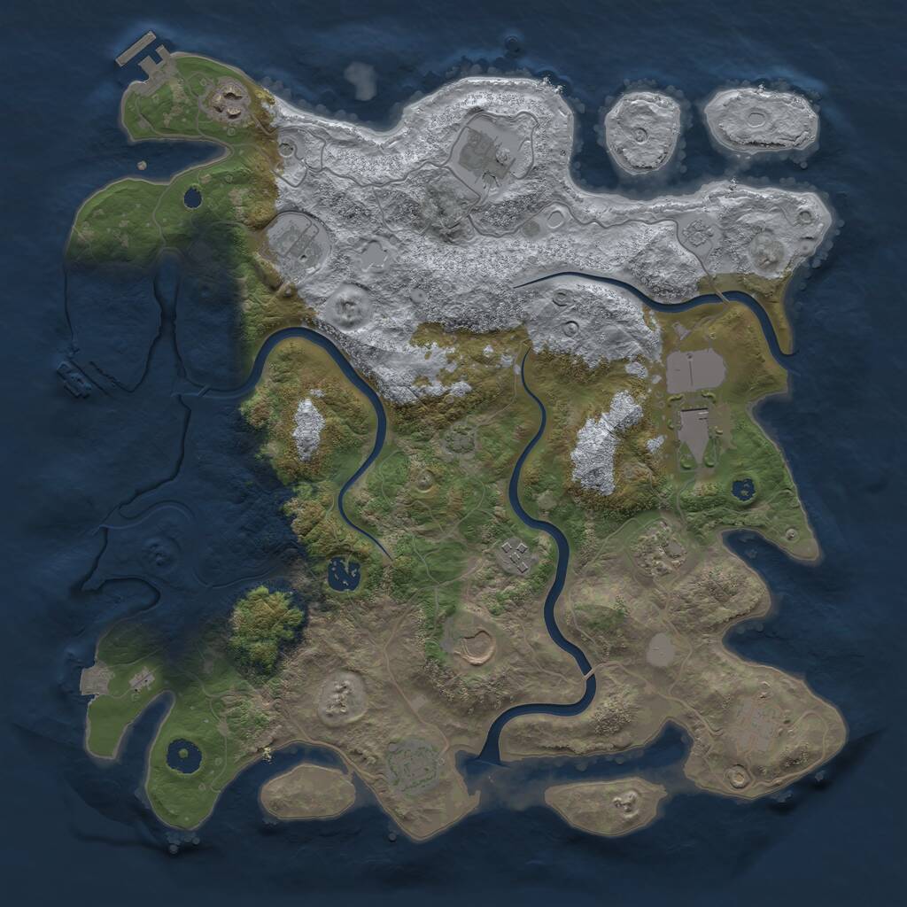 Rust Map: Procedural Map, Size: 3950, Seed: 15816269, 16 Monuments