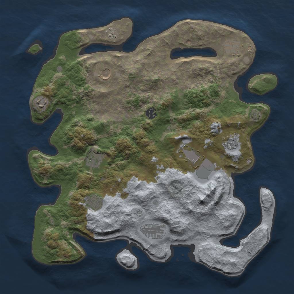 Rust Map: Barren, Size: 3950, Seed: 37518162, 14 Monuments