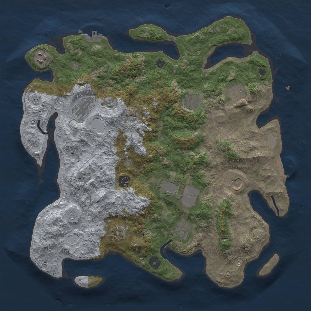 Rust Map: Procedural Map, Size: 3900, Seed: 70691988, 18 Monuments