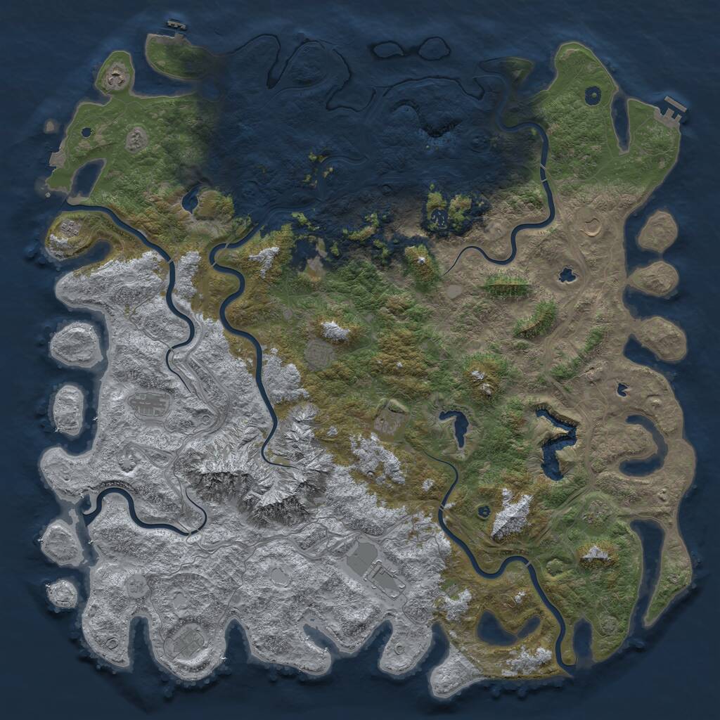 Rust Map: Procedural Map, Size: 6000, Seed: 78246372, 17 Monuments