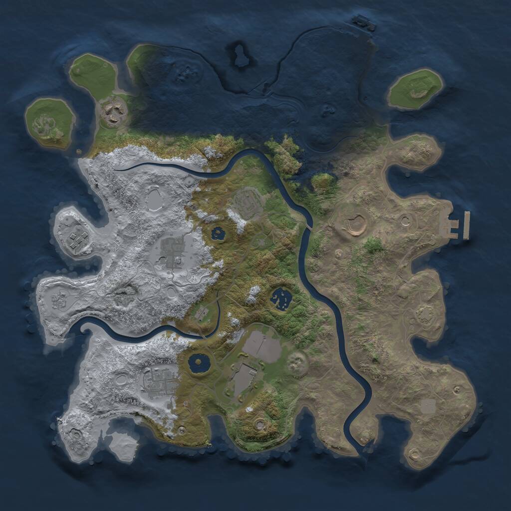 Rust Map: Procedural Map, Size: 3650, Seed: 27106350, 14 Monuments