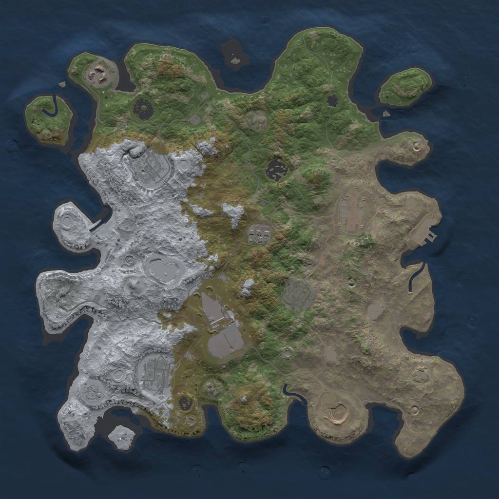 Rust Map: Procedural Map, Size: 3650, Seed: 27106350, 16 Monuments