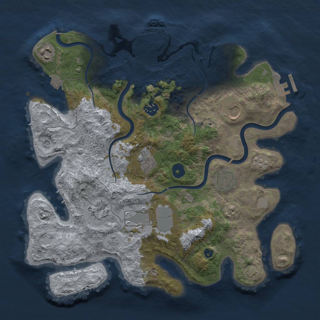 Rust Map: Procedural Map, Size: 3500, Seed: 395293148, 14 Monuments