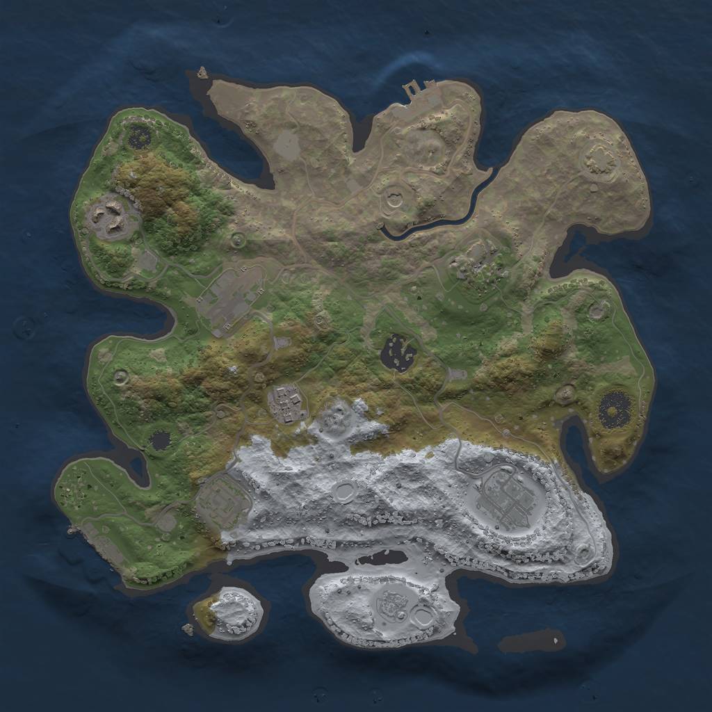 Rust Map: Procedural Map, Size: 3000, Seed: 48747, 15 Monuments