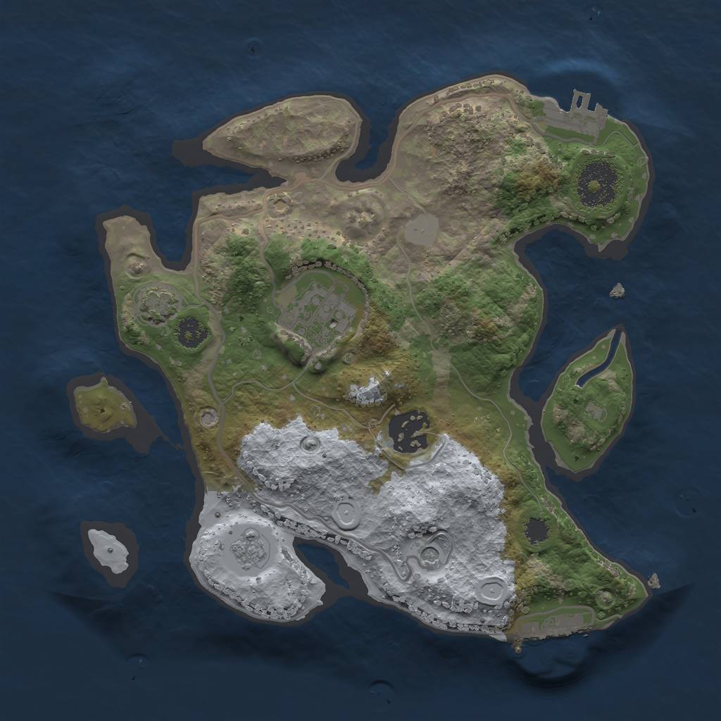 Rust Map: Procedural Map, Size: 2500, Seed: 1170746059, 10 Monuments