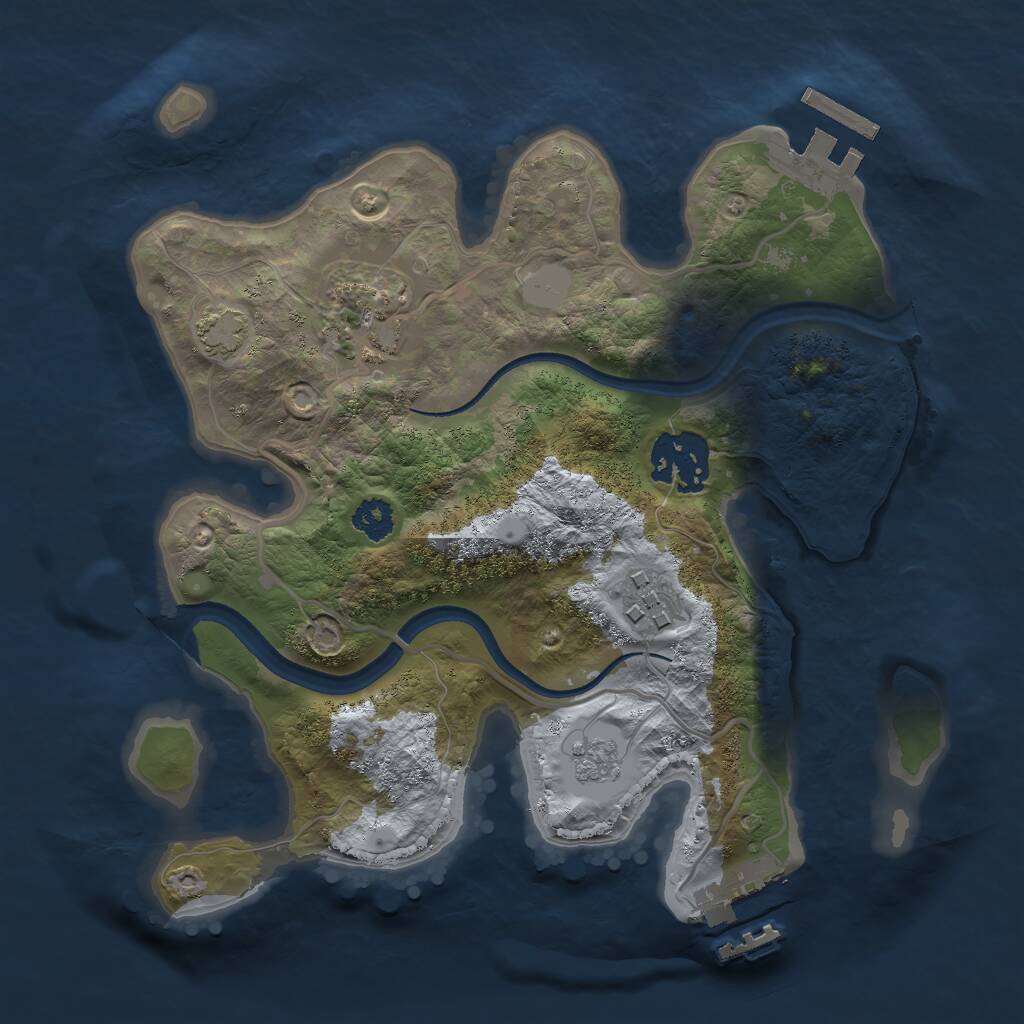Rust Map: Procedural Map, Size: 2500, Seed: 19809, 8 Monuments