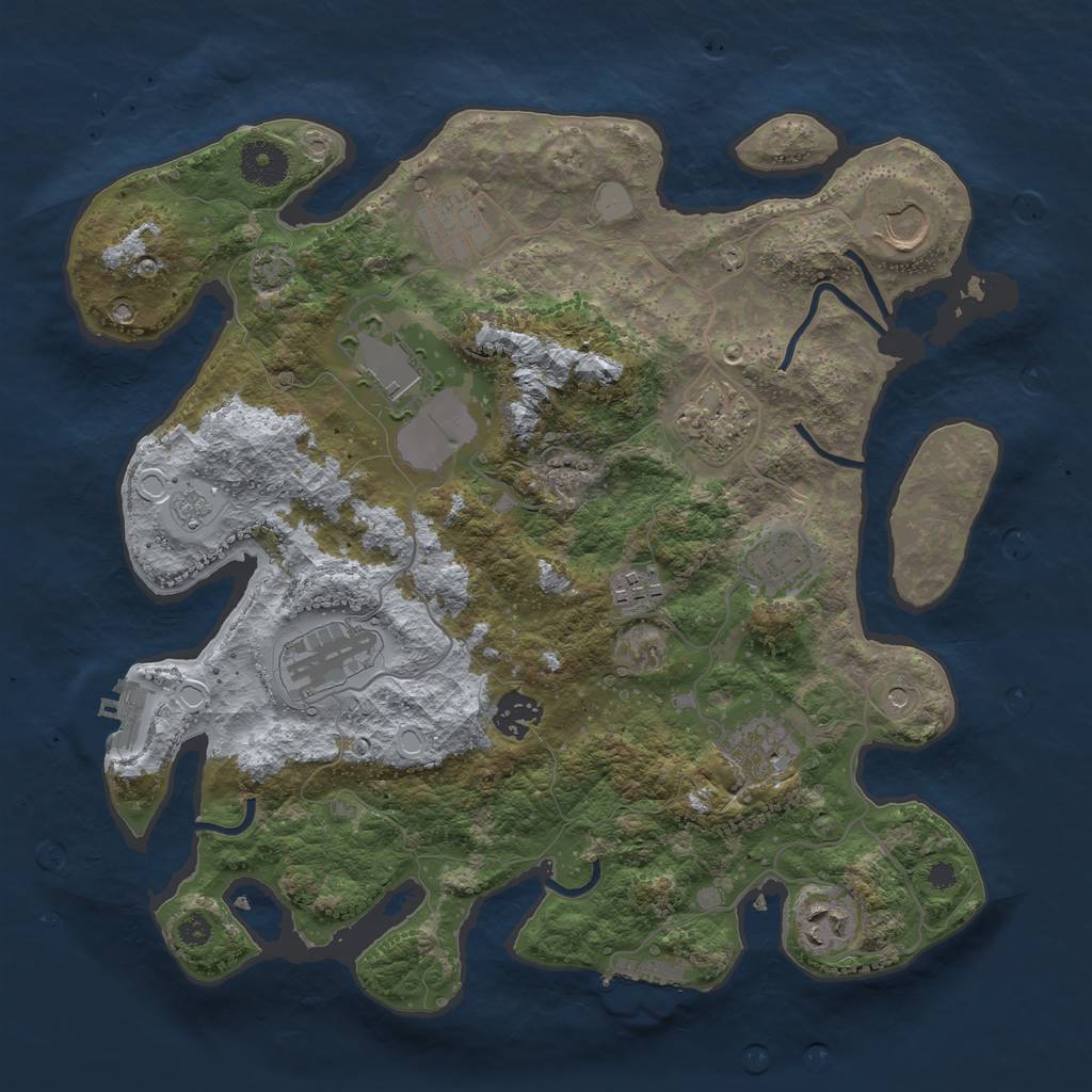 Rust Map: Procedural Map, Size: 3500, Seed: 74806841, 18 Monuments