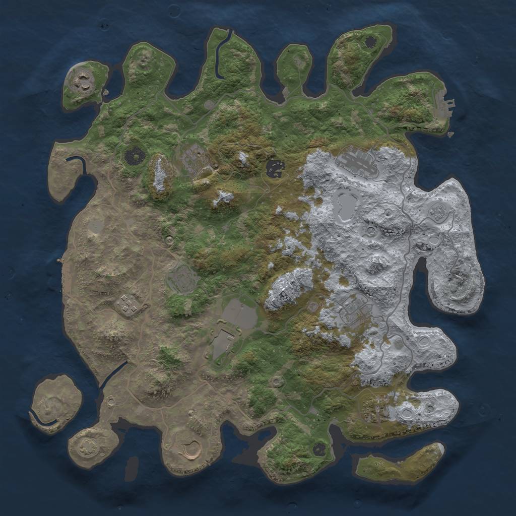 Rust Map: Procedural Map, Size: 4000, Seed: 8233412, 18 Monuments
