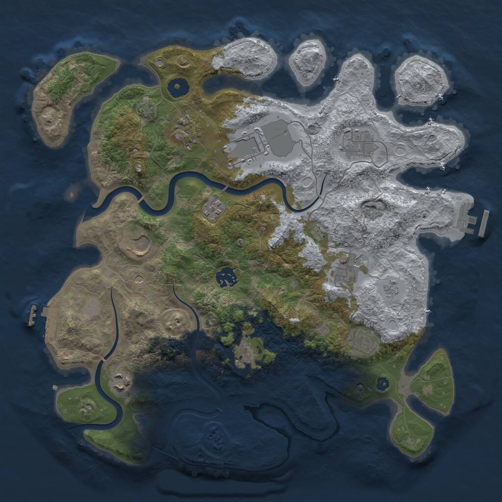 Rust Map: Procedural Map, Size: 3700, Seed: 1730945141, 16 Monuments