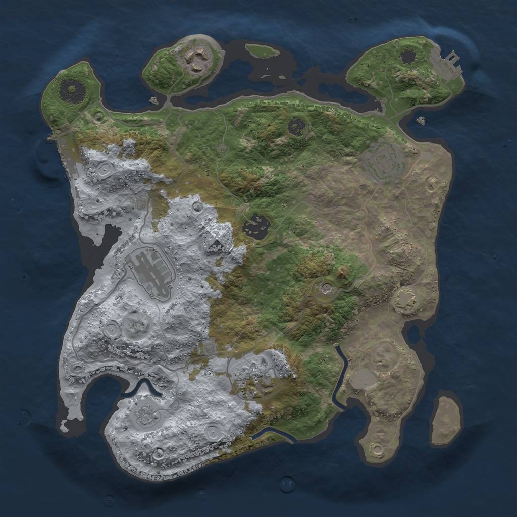 Rust Map: Procedural Map, Size: 3000, Seed: 43264345, 13 Monuments