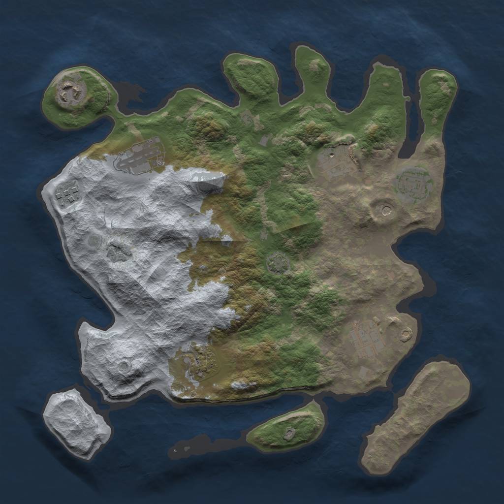 Rust Map: Barren, Size: 3300, Seed: 19130213, 11 Monuments