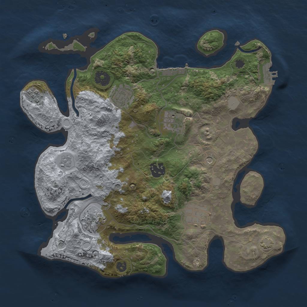 Rust Map: Procedural Map, Size: 3000, Seed: 69143, 14 Monuments