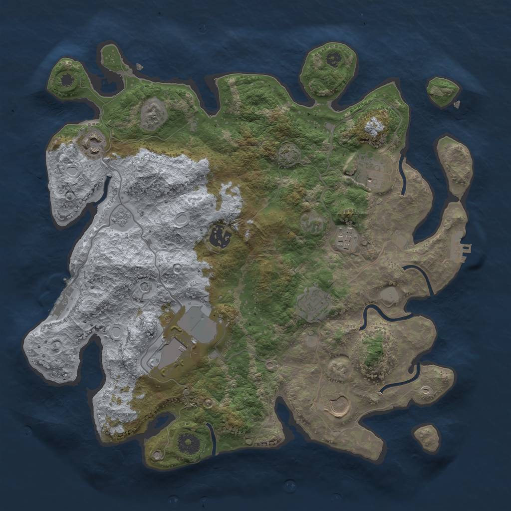 Rust Map: Procedural Map, Size: 3500, Seed: 1534085092, 15 Monuments