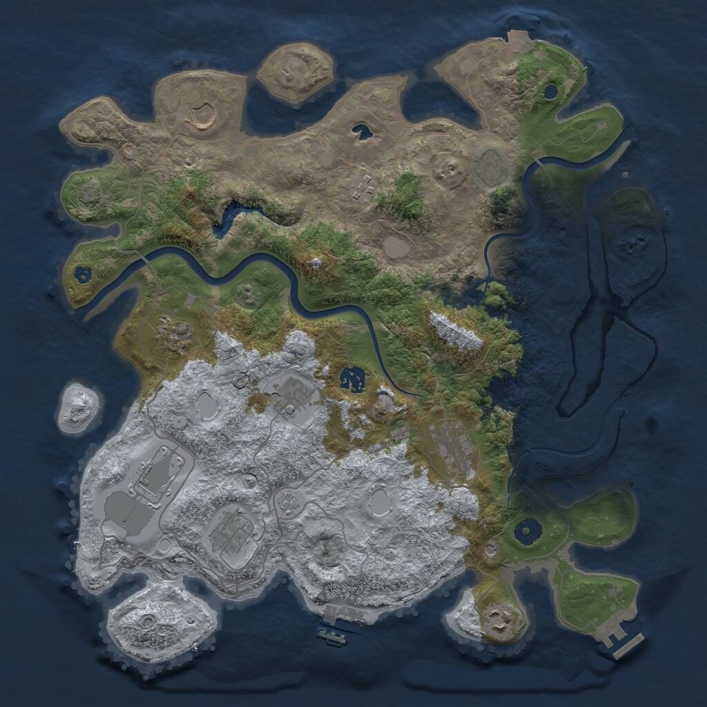 Rust Map: Procedural Map, Size: 4000, Seed: 36828024, 16 Monuments