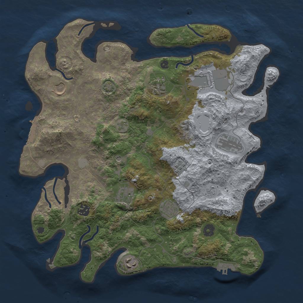 Rust Map: Procedural Map, Size: 3700, Seed: 326700032, 17 Monuments