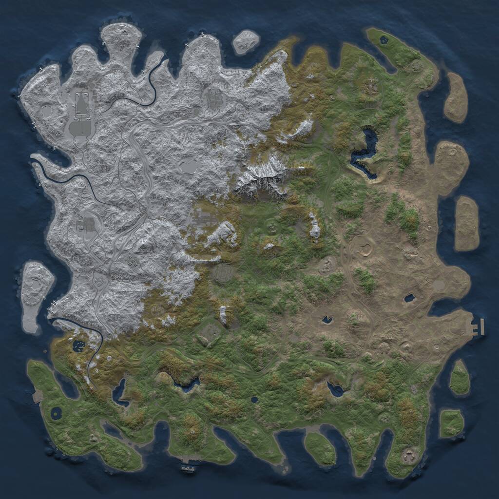 Rust Map: Procedural Map, Size: 6000, Seed: 2312, 17 Monuments