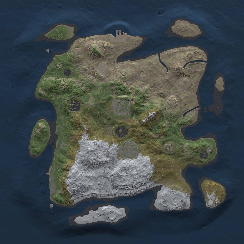 Rust Map: Procedural Map, Size: 3000, Seed: 697354215, 11 Monuments