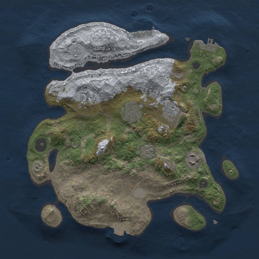 Rust Map: Procedural Map, Size: 3000, Seed: 2567, 13 Monuments