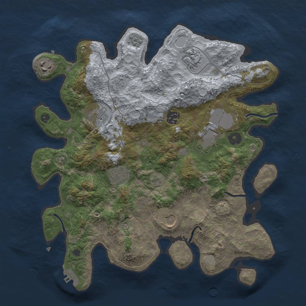 Rust Map: Procedural Map, Size: 3500, Seed: 1491185161, 15 Monuments